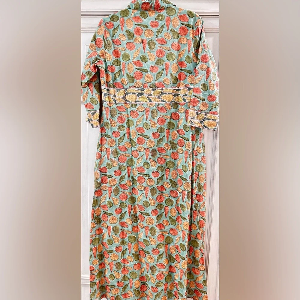 Victoria Dunn Green Floral Print Midi Dress with Coral and Yellow Accents - Picture 3 of 10